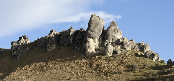 Castle Hill Central South Island New Zealand: Along the central highway from East to West Coasts of the South Island of New Zealand, you pass a series of unusual rock formations incluing this one, that looks reminiscent of a Castle...hence it's name.